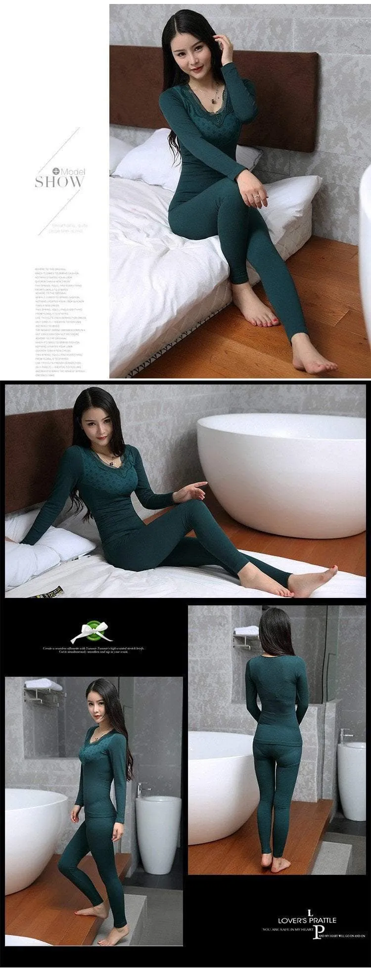 Anti Microbial V Neck Thermal Underwear Set - Women's