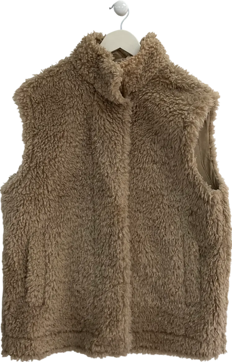 ASOS Beige Oversized Faux Fur Gilet UK 8