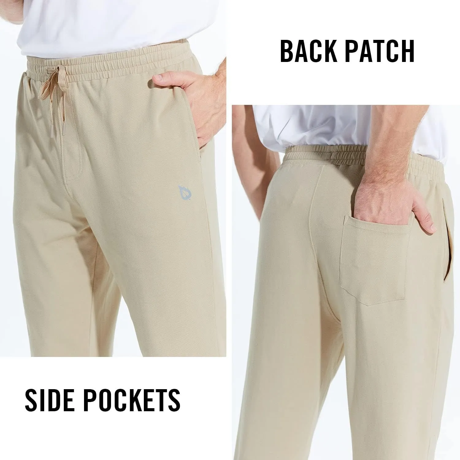 baleaf Men's 27" Cotton Sweatpants Sports Running Hiking Joggers Pants Lightweight Lounge Pocketed Pajamas 7/8 Length