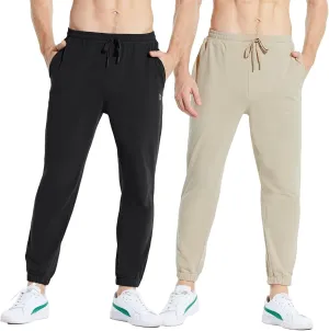baleaf Men's 27" Cotton Sweatpants Sports Running Hiking Joggers Pants Lightweight Lounge Pocketed Pajamas 7/8 Length