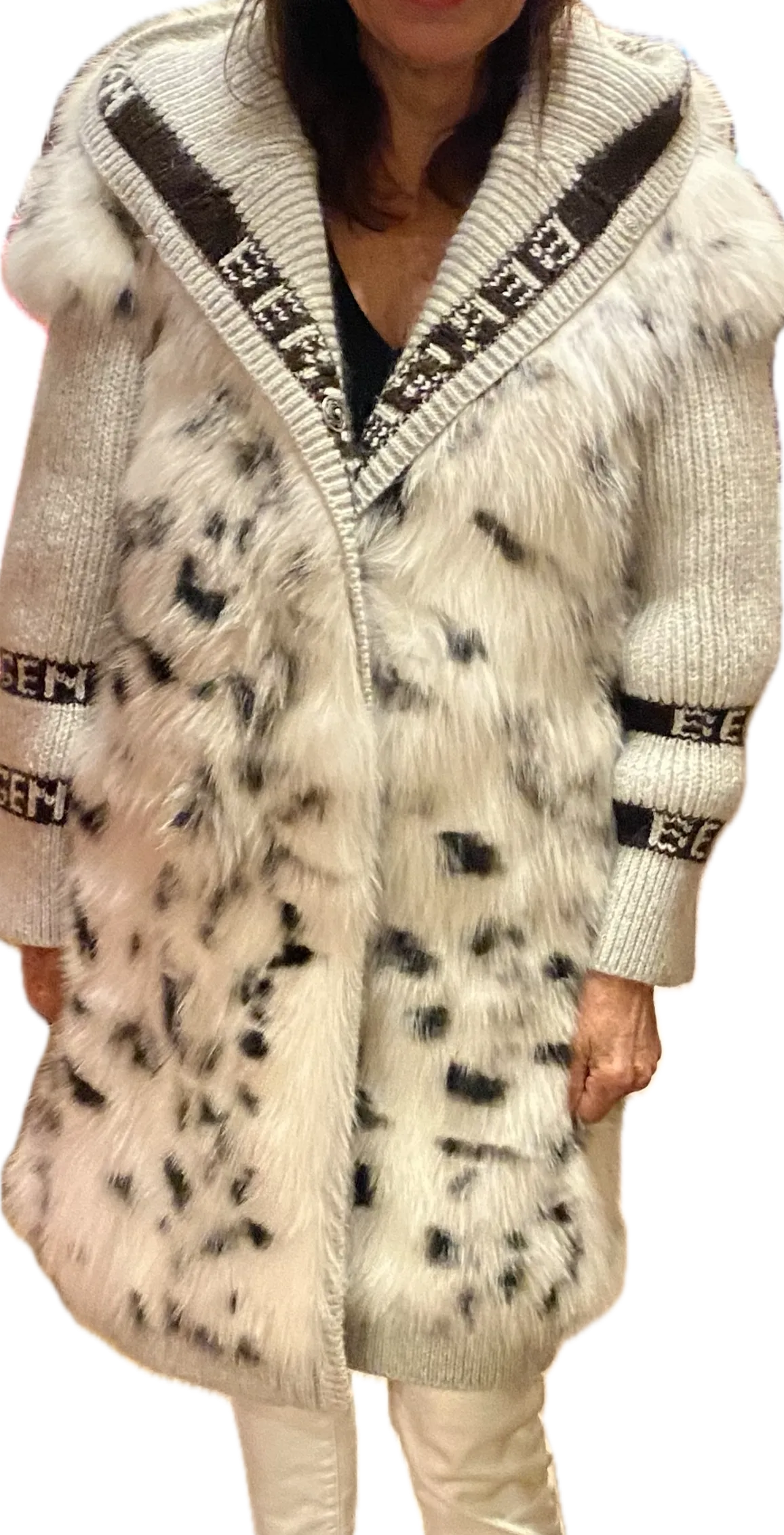 Bergen Of Norway Luxury Freyja Fox Fur /Knit Coat AFREAD ON SALE1
