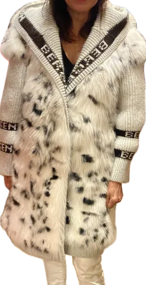 Bergen Of Norway Luxury Freyja Fox Fur /Knit Coat AFREAD ON SALE1