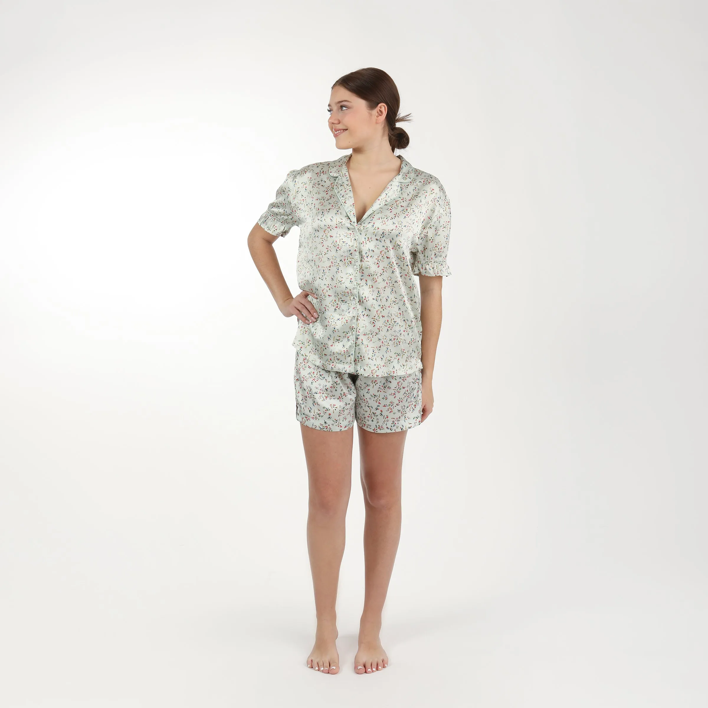 BIRDIE SATIN SHORT FLORAL PAJAMAS