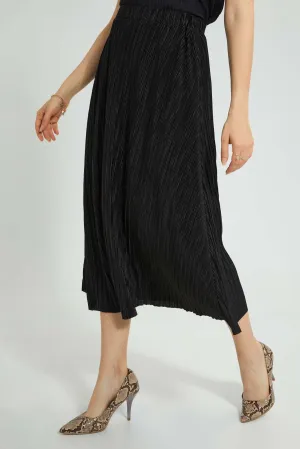 Black Plisse Maxi Skirt