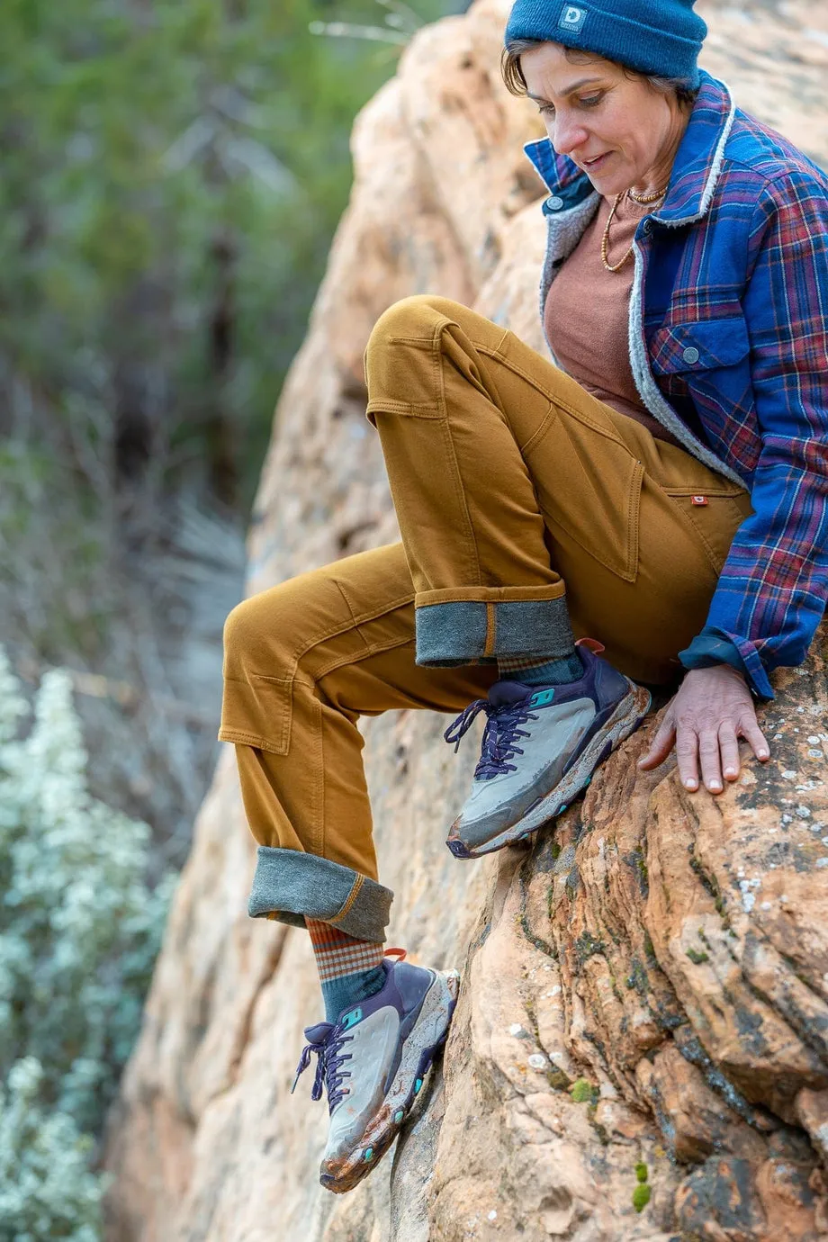 Britt Utility Thermal Pant - Saddle Brown Stretch Denim