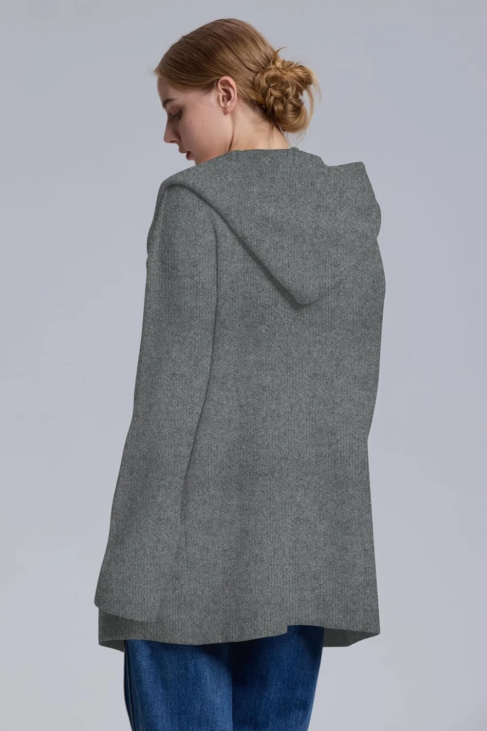 Cakulo Womens Long Hooded Cardigan Sweaters Oversized Fall Cardigans 2025 Open Front Knit Sweater Coats Pockets