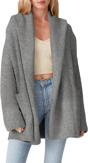 Cakulo Womens Long Hooded Cardigan Sweaters Oversized Fall Cardigans 2025 Open Front Knit Sweater Coats Pockets