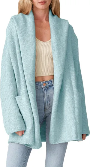 Cakulo Womens Long Hooded Cardigan Sweaters Oversized Fall Cardigans 2025 Open Front Knit Sweater Coats Pockets