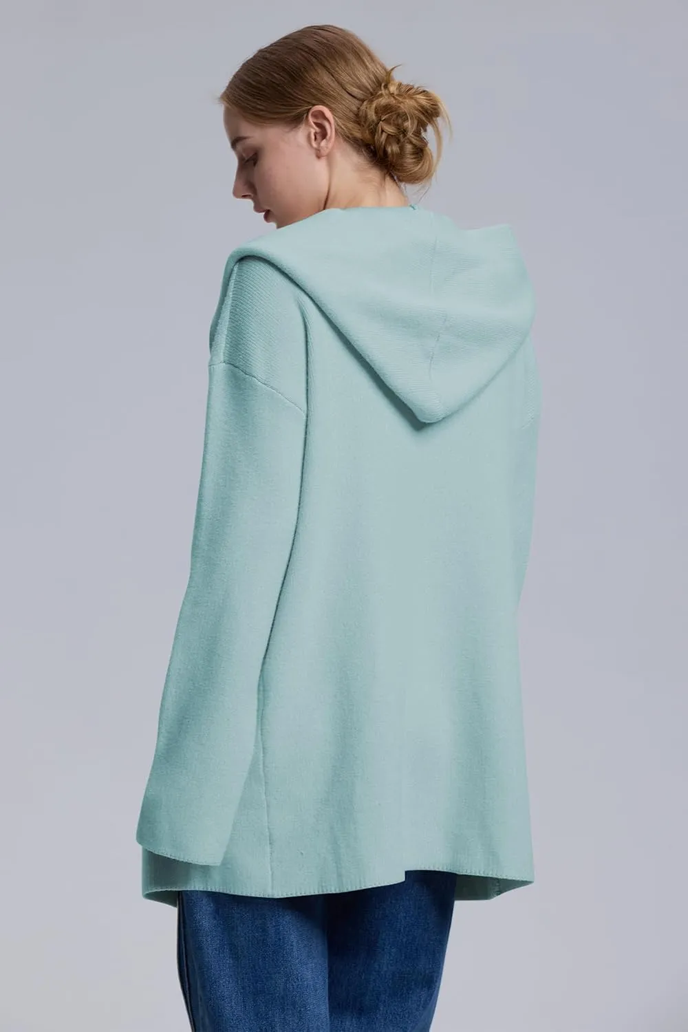 Cakulo Womens Long Hooded Cardigan Sweaters Oversized Fall Cardigans 2025 Open Front Knit Sweater Coats Pockets