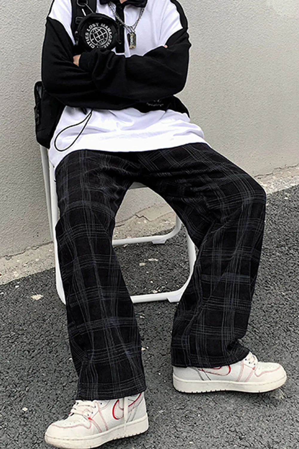 Chicmy-Graduation gift, Coachella Valley Music Festival Look,Loose Casual Plaid Corduroy Long Pants