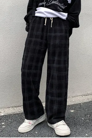 Chicmy-Graduation gift, Coachella Valley Music Festival Look,Loose Casual Plaid Corduroy Long Pants