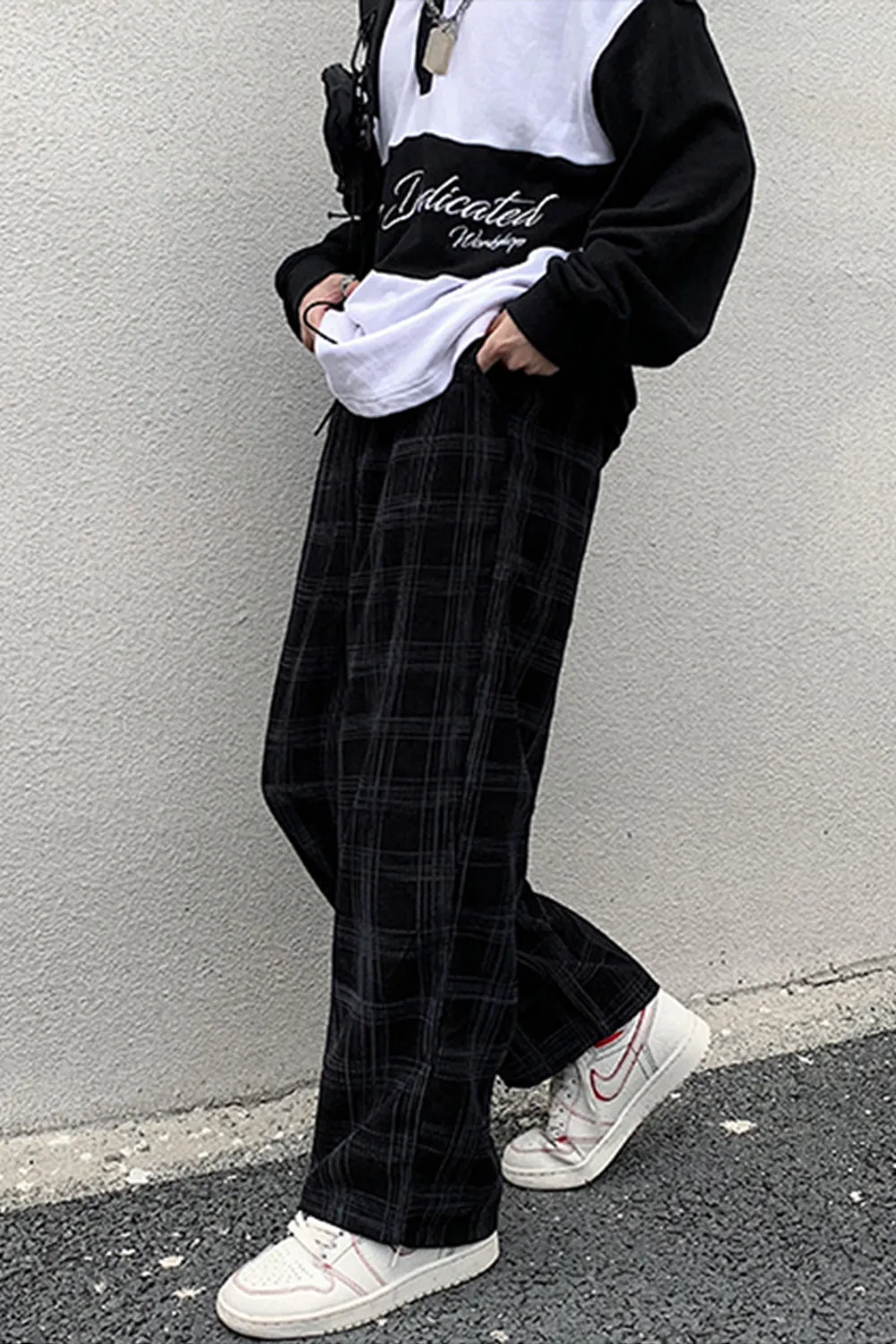Chicmy-Graduation gift, Coachella Valley Music Festival Look,Loose Casual Plaid Corduroy Long Pants