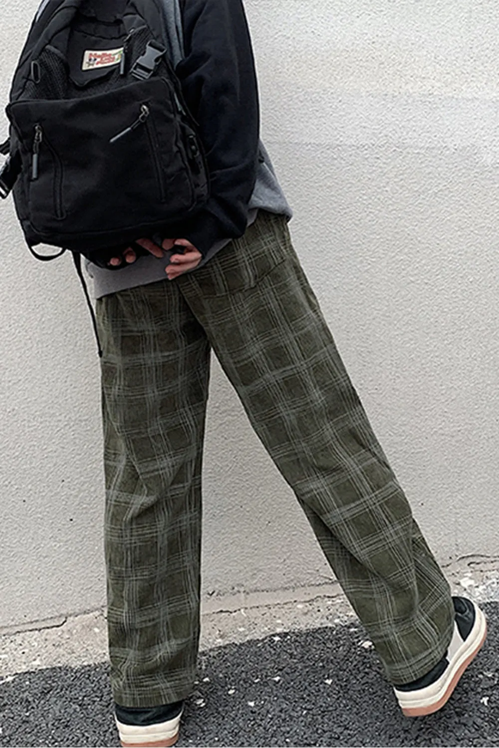 Chicmy-Graduation gift, Coachella Valley Music Festival Look,Loose Casual Plaid Corduroy Long Pants