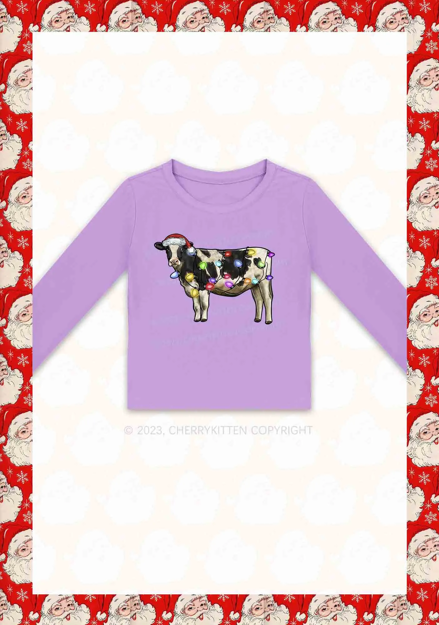 Christmas Cow Y2K Long Sleeve Crop Top Cherrykitten