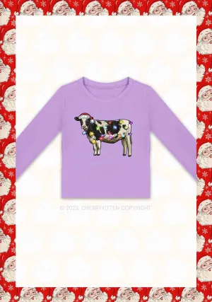 Christmas Cow Y2K Long Sleeve Crop Top Cherrykitten