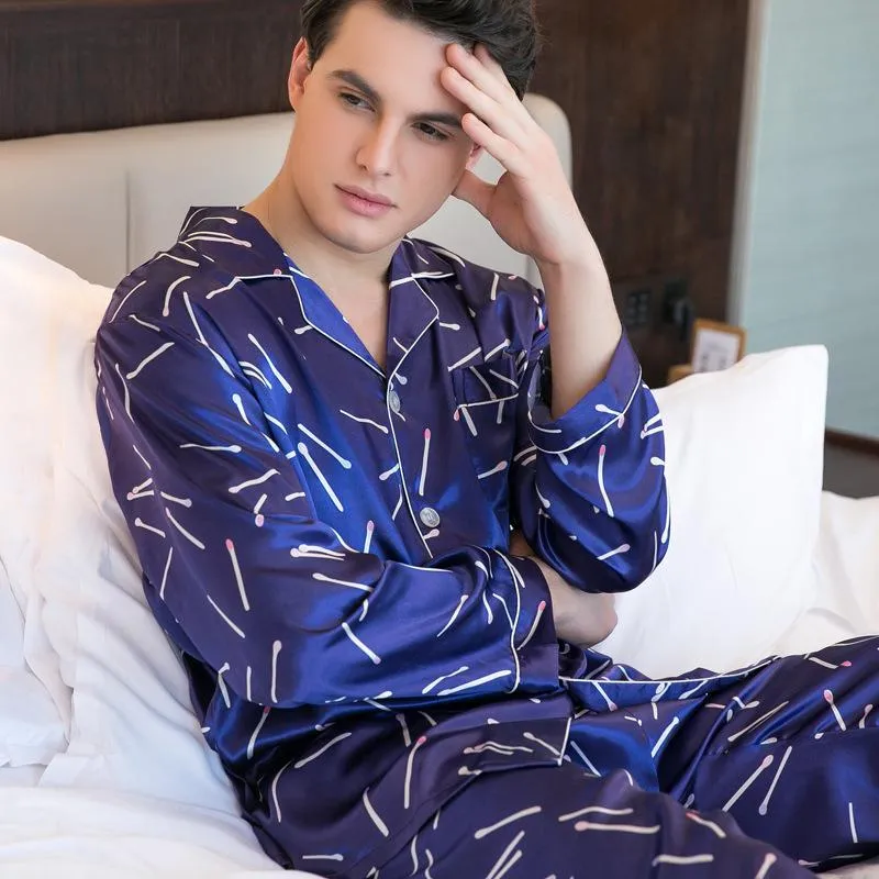 Classic Blue Satin Women Pajama Set