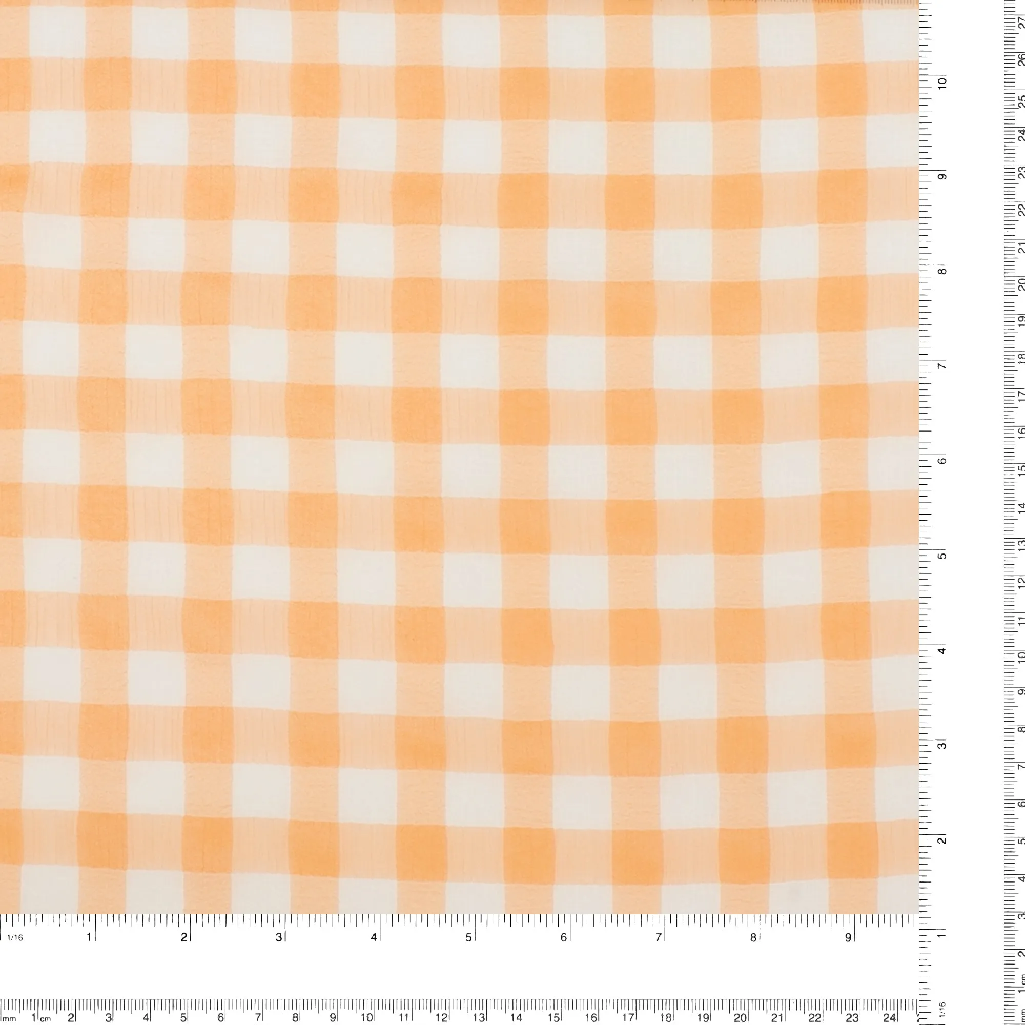 Crepe Chiffon - DAISY - Big Checks - Orange
