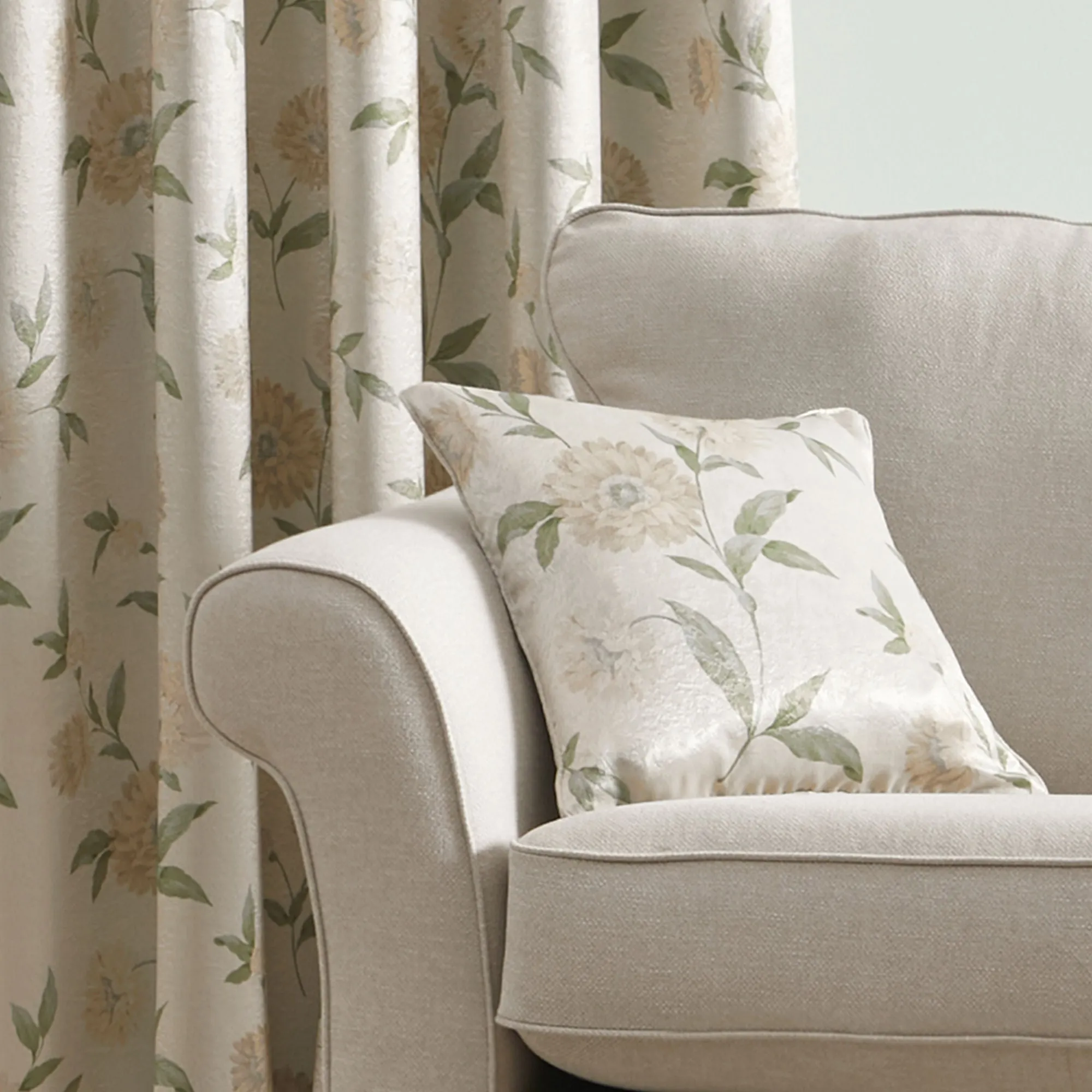 Dahlia Cushion by Dreams & Drapes in Natural 43 x 43cm