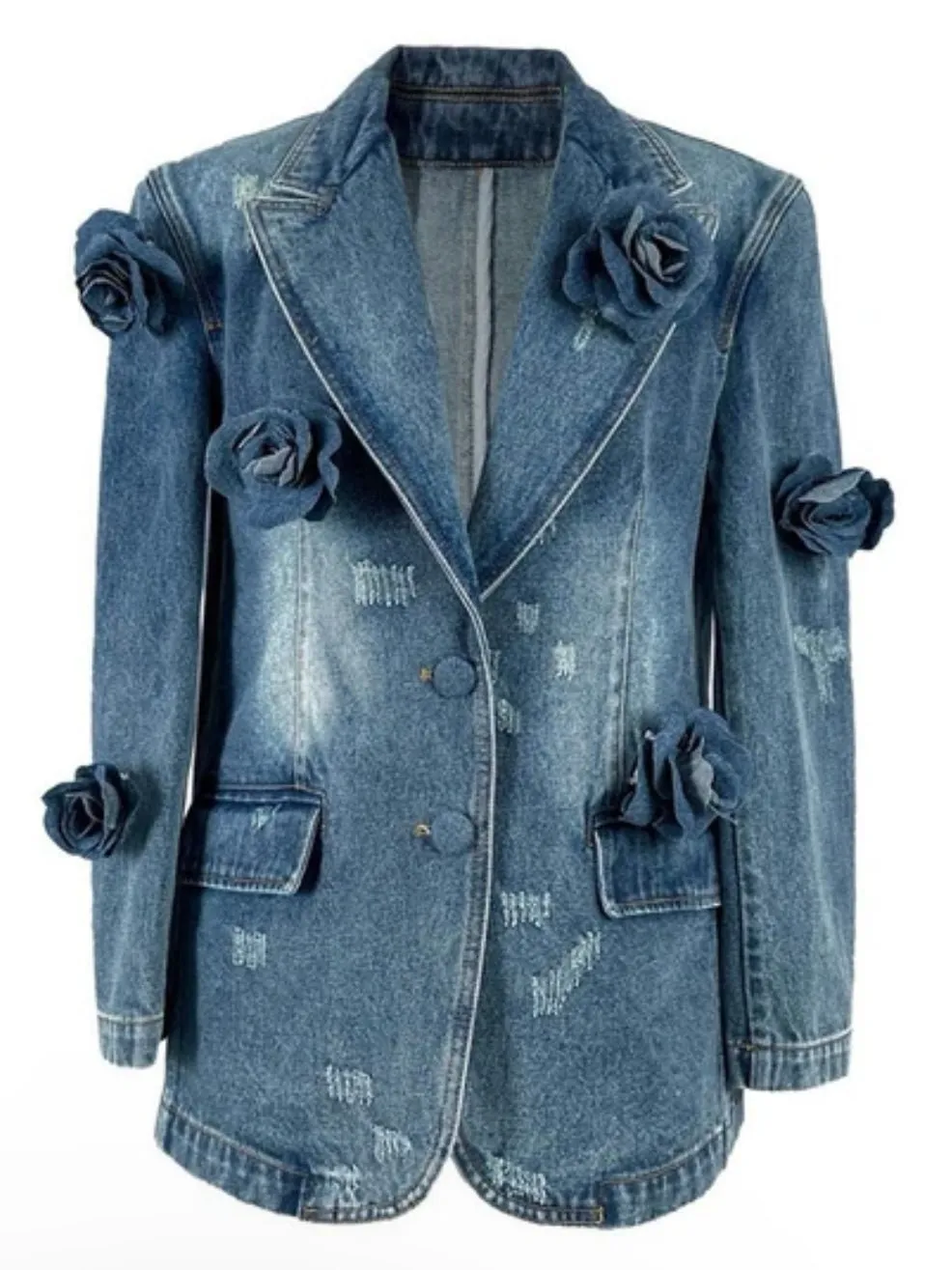 Denim roses blazer
