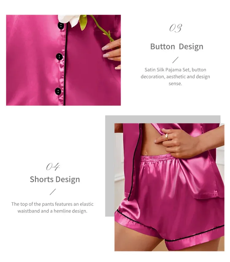 Elegant Satin Pajama Top & Shorts Set – Lounge in Style