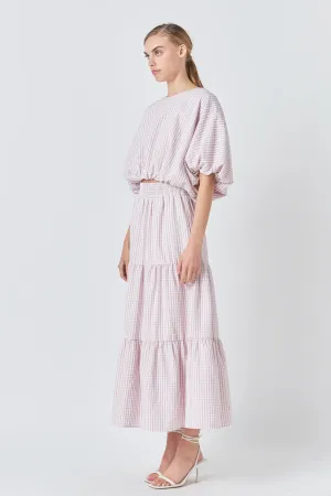 English Factory - Check Print Tiered Maxi Skirt