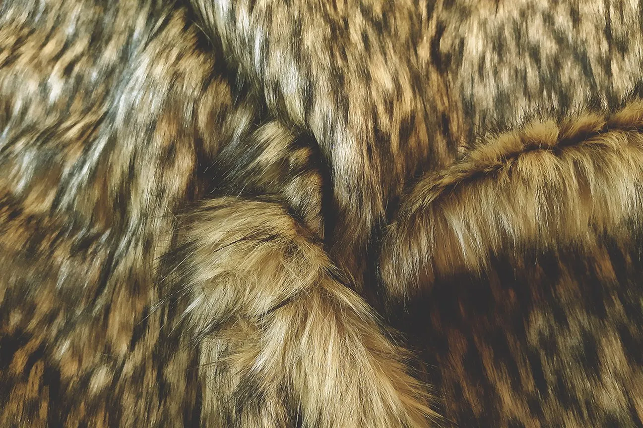 F1: Black And Light Brown Wolf Faux Fur