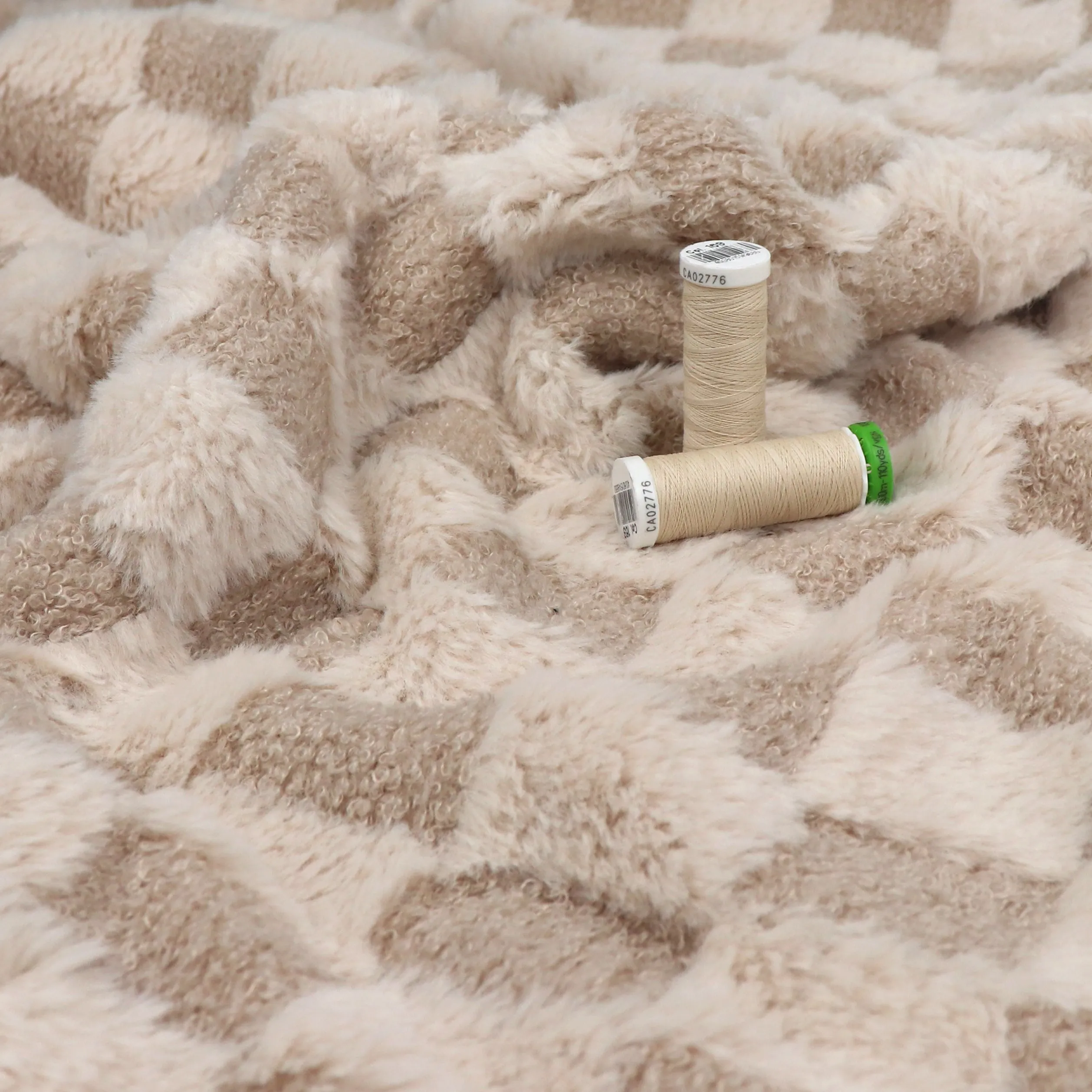 Faux Fur - Checkerboard - Light Beige - SALE