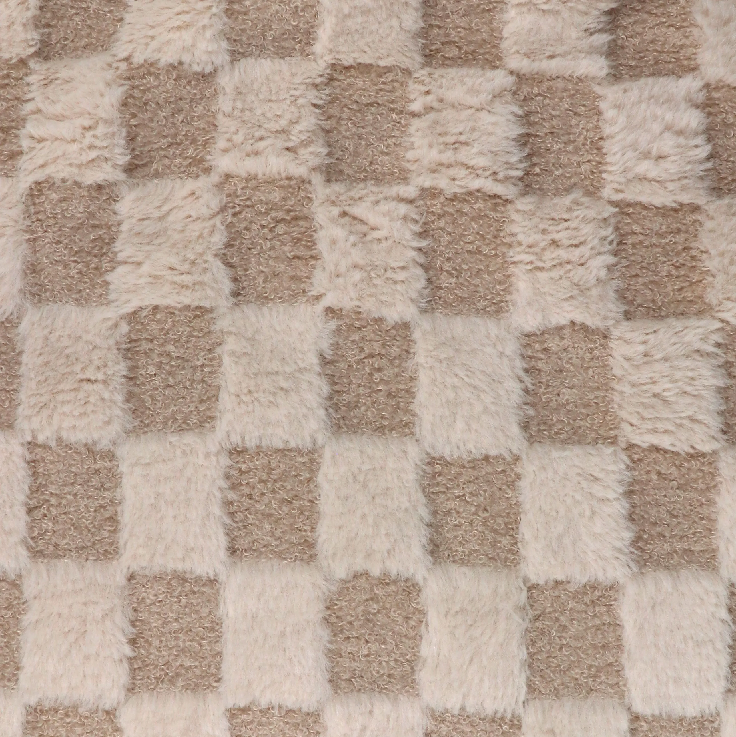 Faux Fur - Checkerboard - Light Beige - SALE
