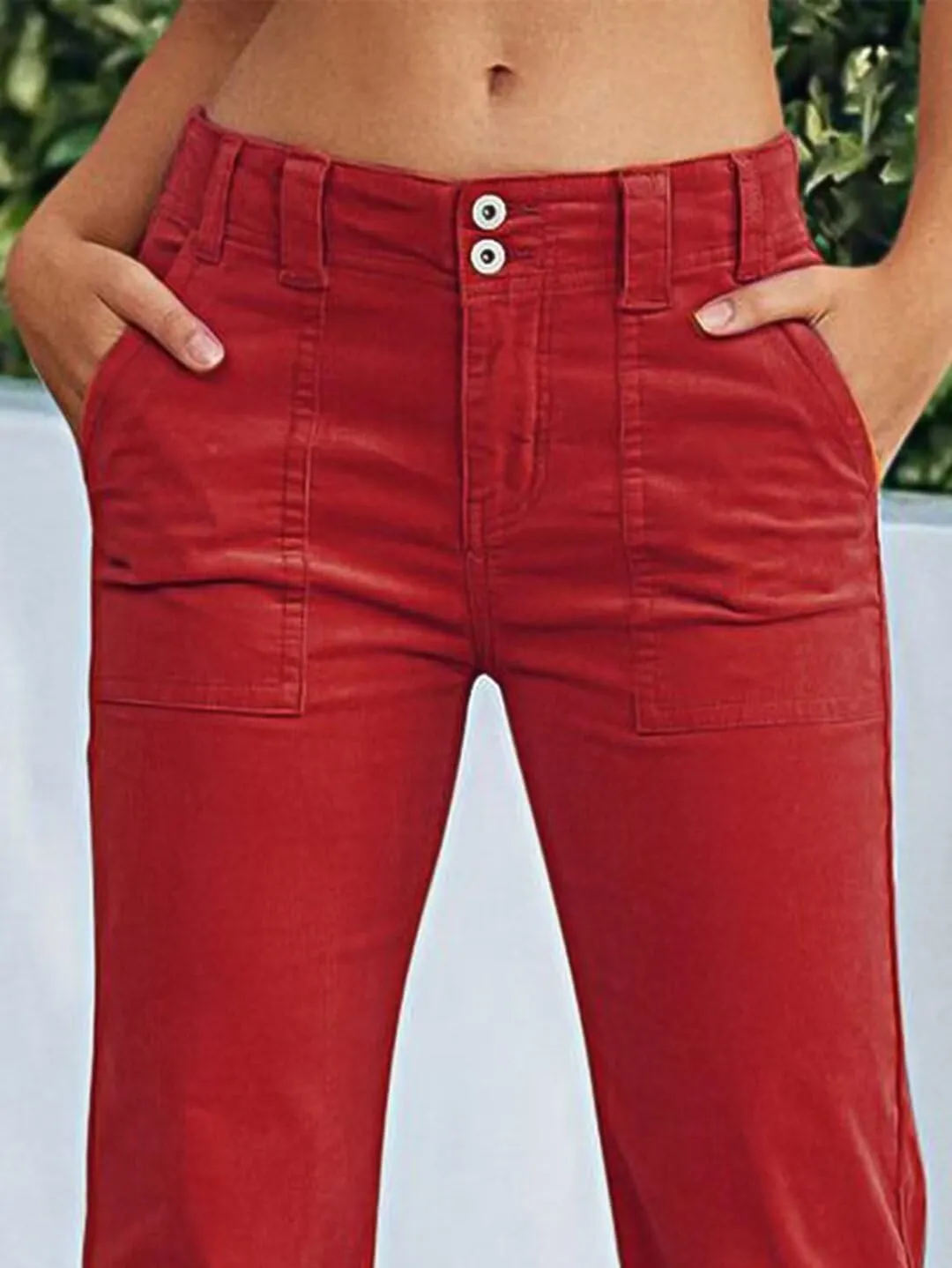 Flamingals Women's Wide Leg Pants for Women Mid Waist Dress Flare Straight Leg Corduroy Pants Workout Jeans Trendy