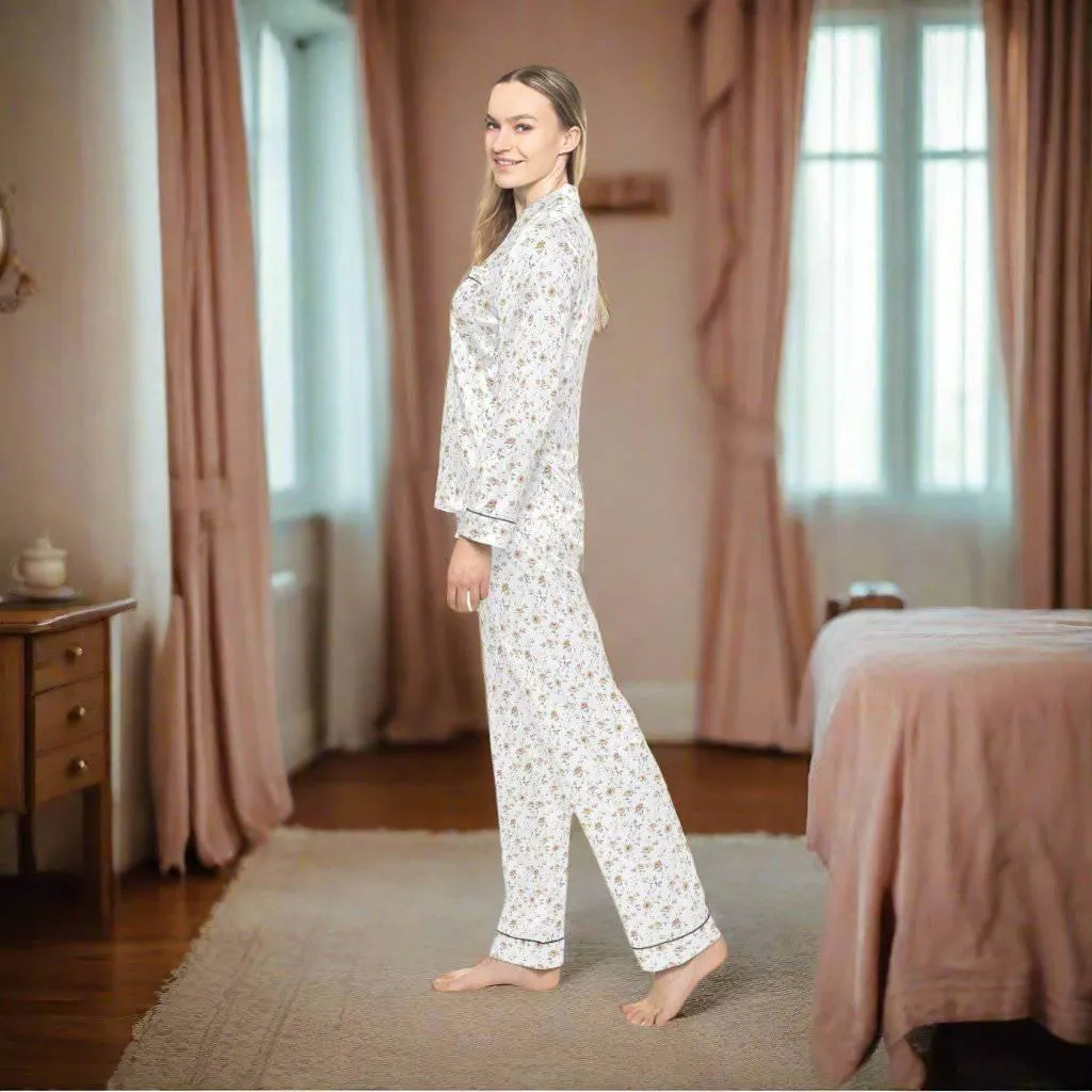 Floral Satin Pajama Set