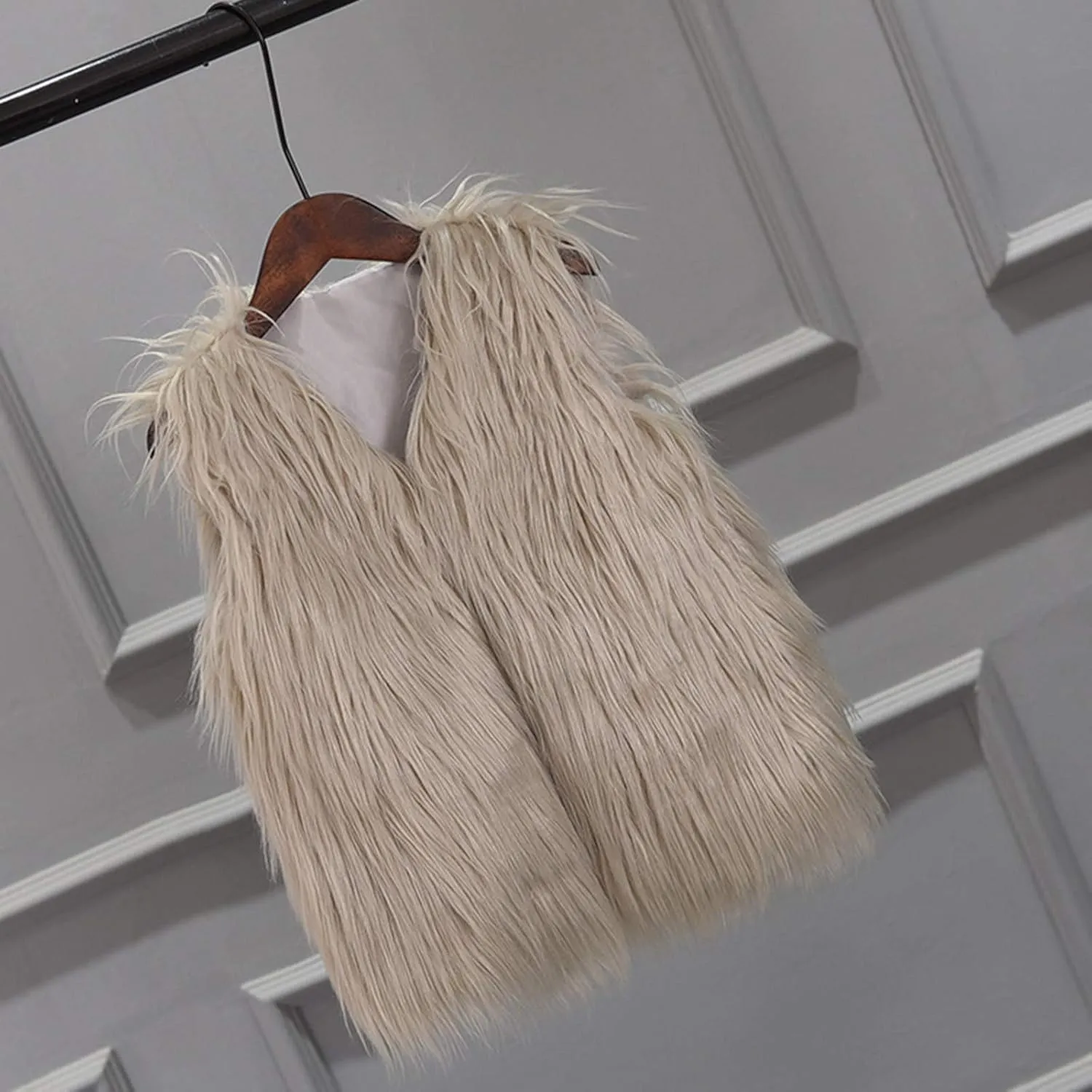 Girls Boys Faux Fur Vest Coat Toddler Kids Fleece Fuzzy Furry Jacket Coat Plush Thick Warm Outwear Winter Clothes