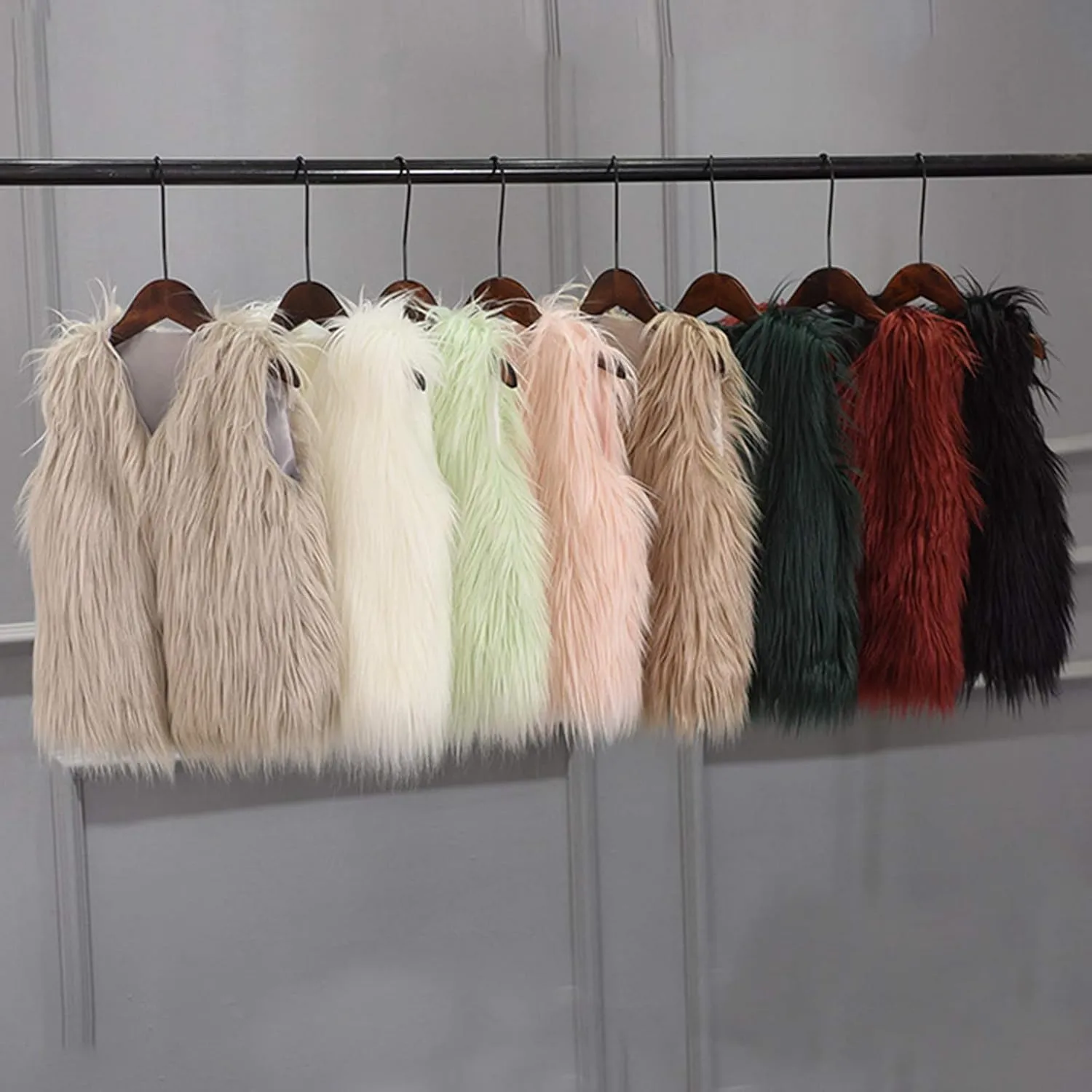Girls Boys Faux Fur Vest Coat Toddler Kids Fleece Fuzzy Furry Jacket Coat Plush Thick Warm Outwear Winter Clothes