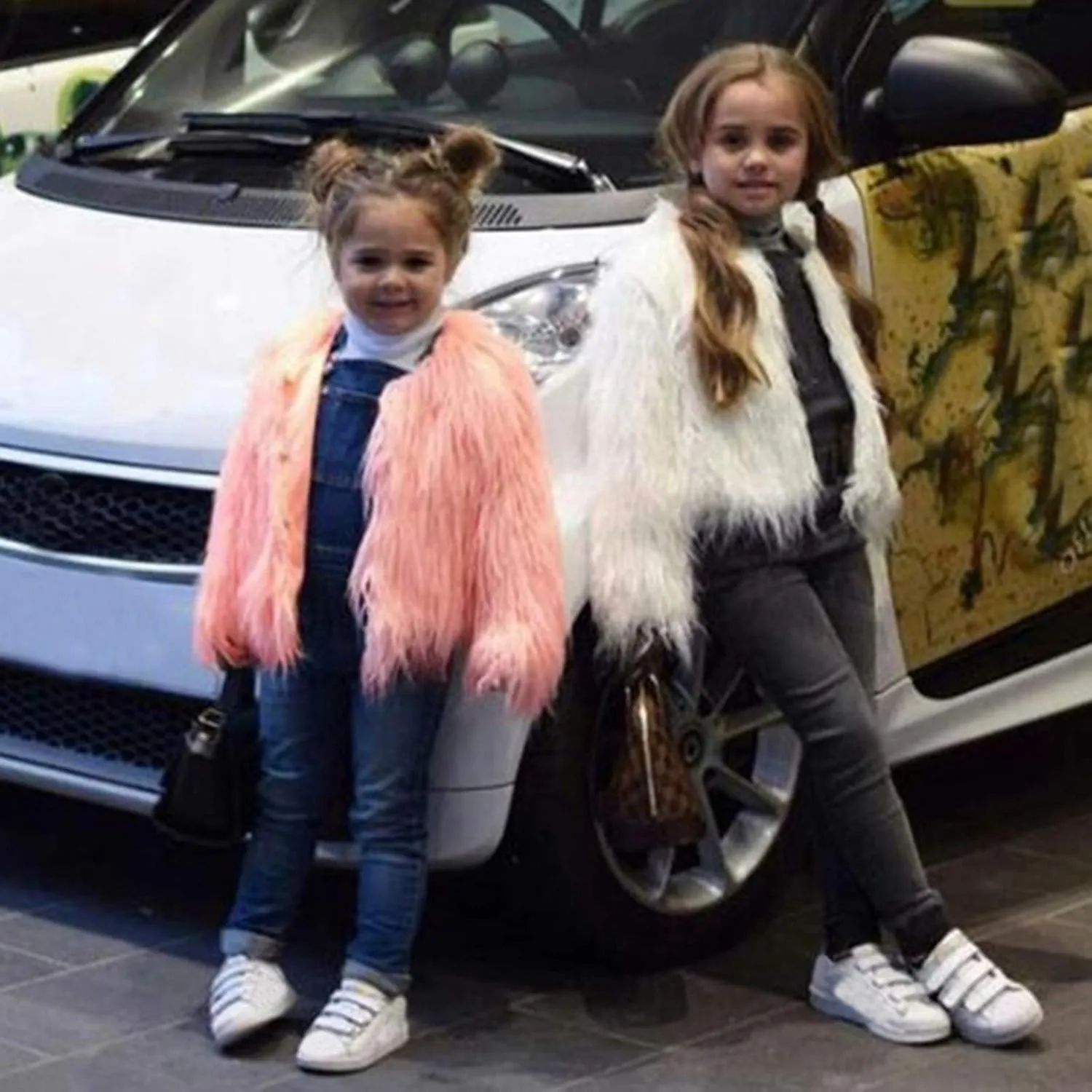 Girls Boys Faux Fur Vest Coat Toddler Kids Fleece Fuzzy Furry Jacket Coat Plush Thick Warm Outwear Winter Clothes