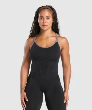 Gymshark Apex Contrast Tank With Shelf - Black/Brushed Grey