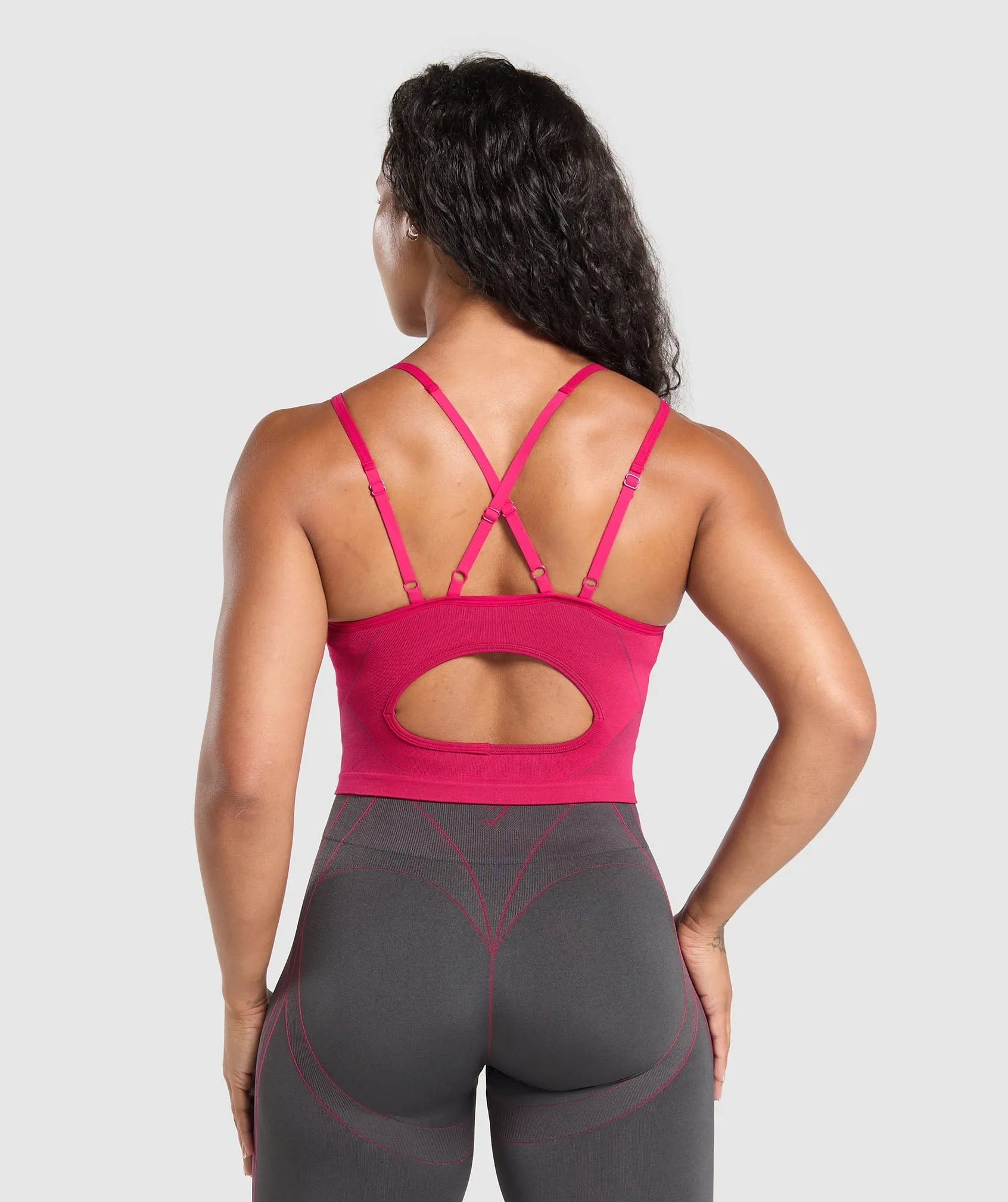 Gymshark Apex Contrast Tank With Shelf - Build Pink/Asphalt Grey