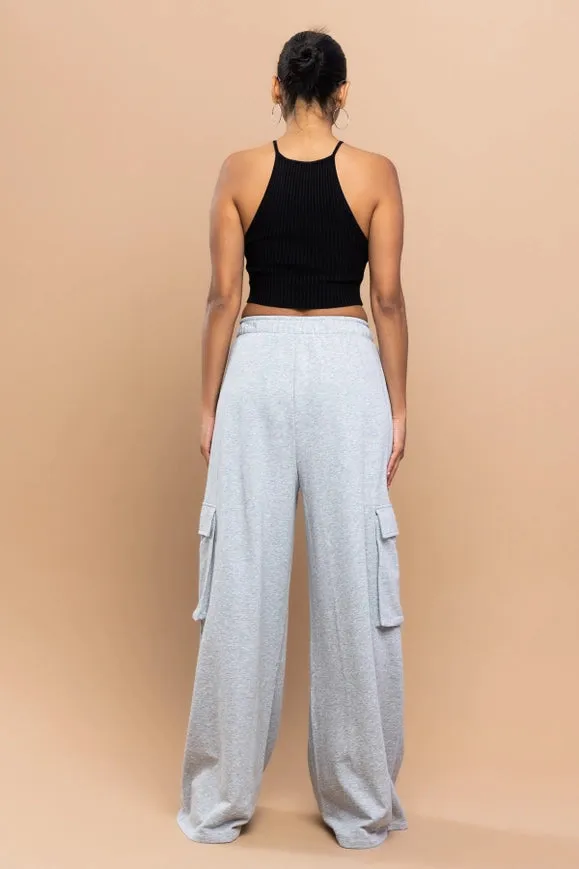 H.Grey French Terry Wide Cargo Sweatpants