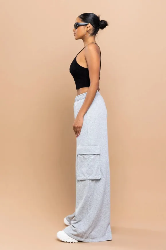 H.Grey French Terry Wide Cargo Sweatpants