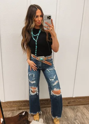 High Rise Distressed Vintage Denim(P1144F)