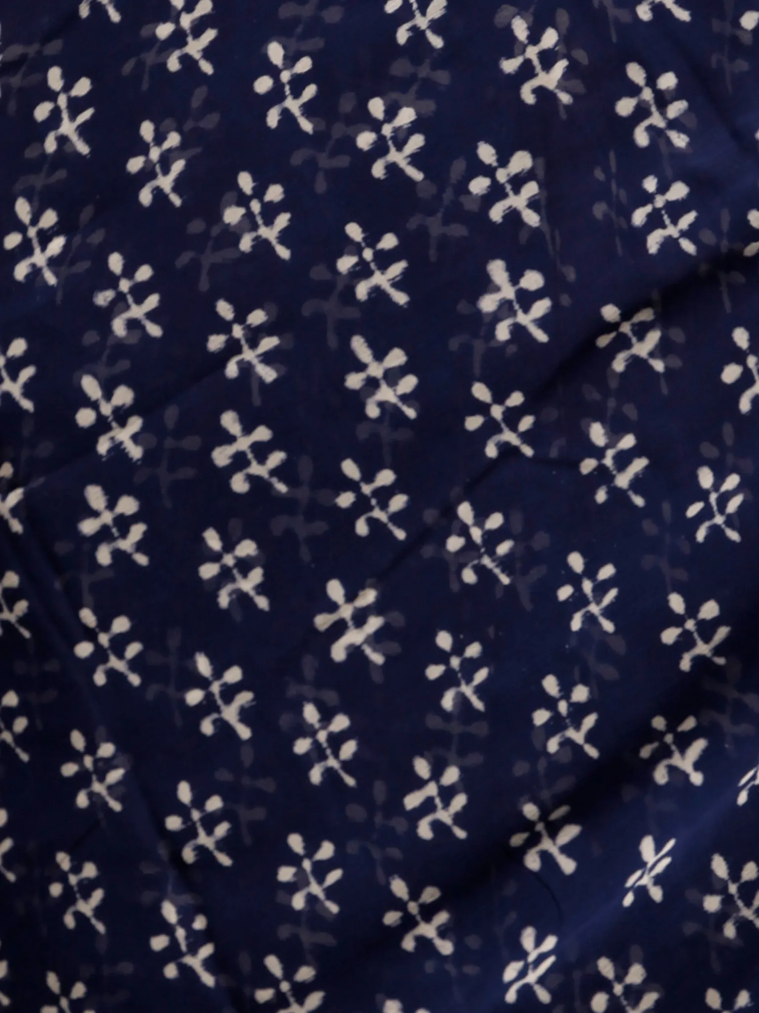 Indigo White Hand Block Printed Chiffon Saree with Zari Border - S031703162