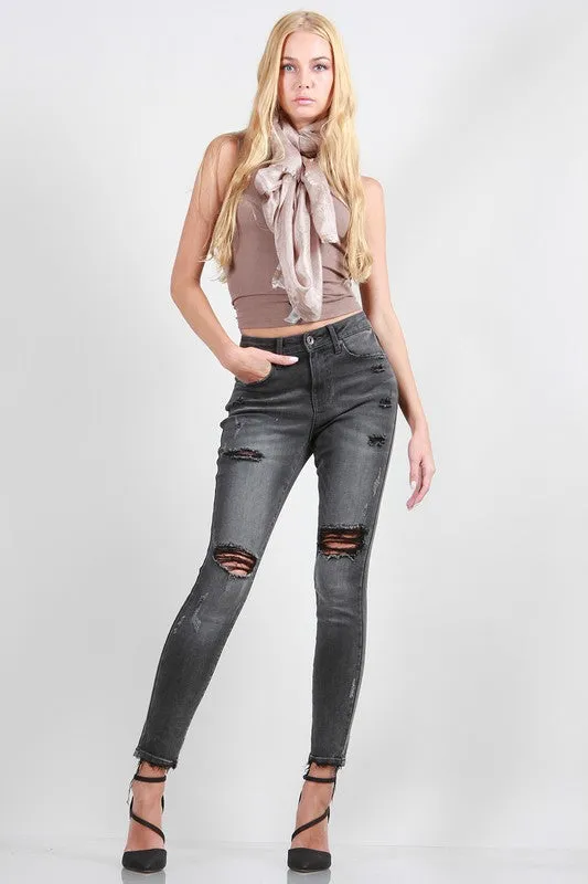 Jump In The Leaves Grey Distressed Denim Jeans *In store & online