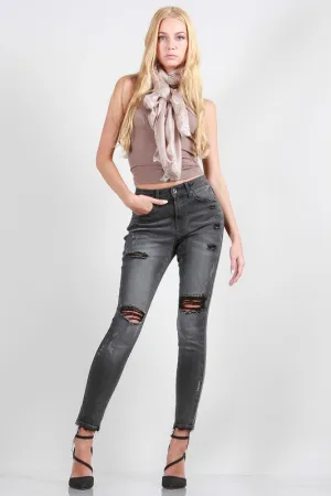 Jump In The Leaves Grey Distressed Denim Jeans *In store & online