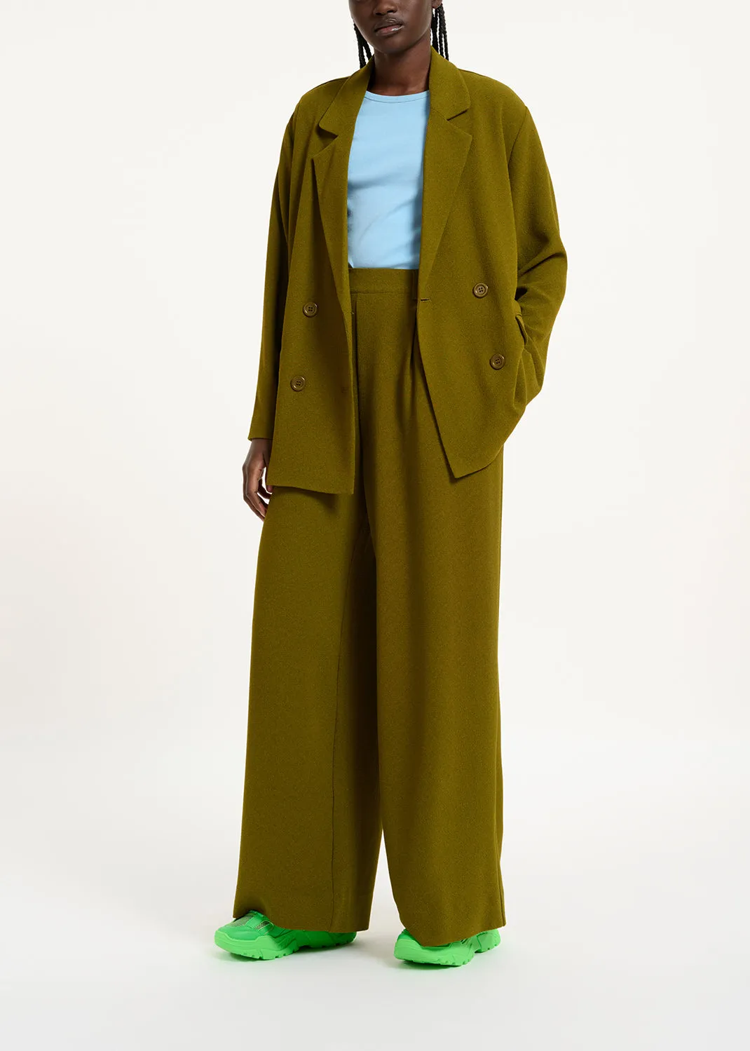Khaki wide-leg pants