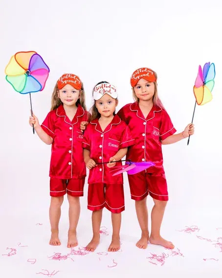 Kids Custom Satin Holiday Pajamas with names, Christmas gift- S L