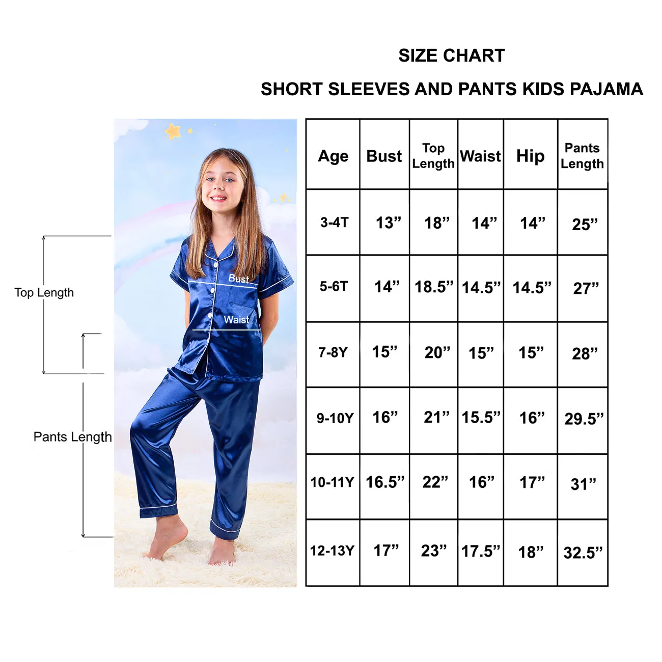 Kids Custom Satin Holiday Pajamas with names, Christmas gift- S L
