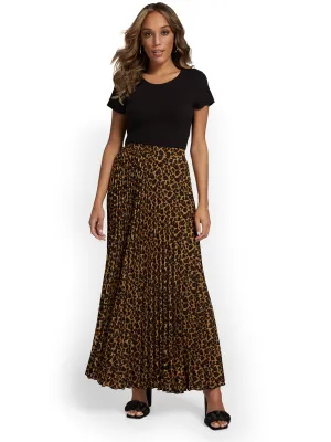 Luxy USA Leopard-Print Pleated Maxi Skirt - Brands We Love