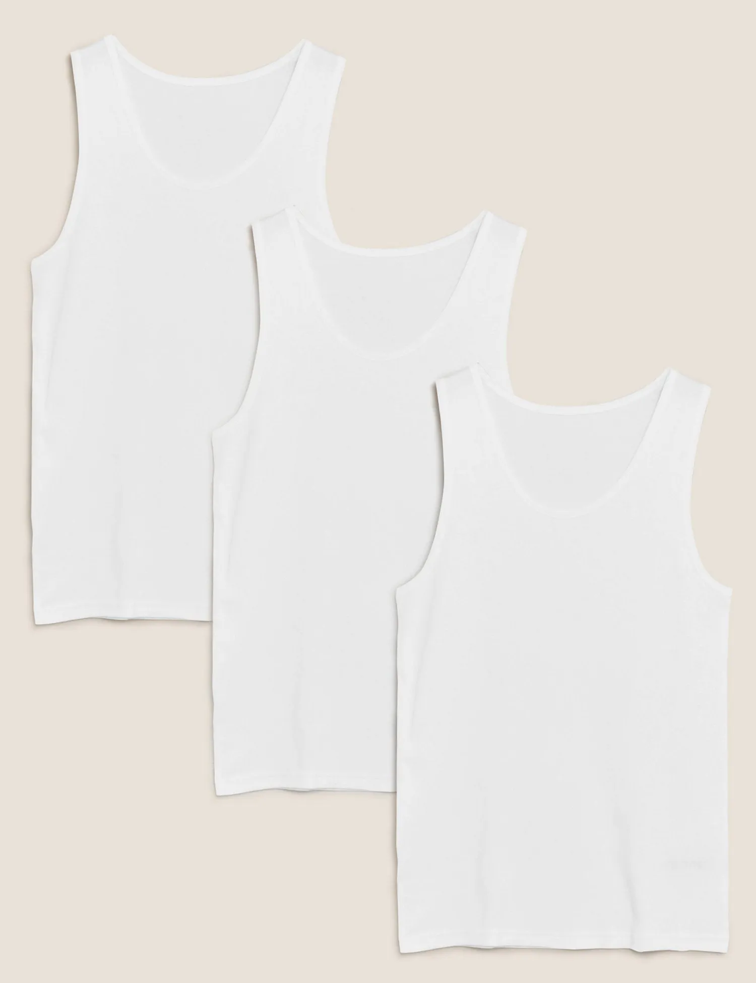 M&S Men Cool & Fresh 3-Pair Cotton Lycra S/L Vest T14/4502S