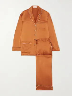 Orange satin pyjamas