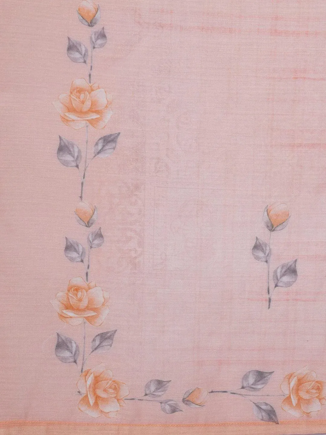 Peach Printed Linen Straight Suit With Dupatta