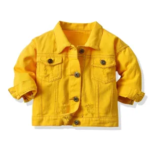 Spring Fall Buttons Down Denim Jackets Infant Casual Ripped Outerwear Coats Windbreaker Top