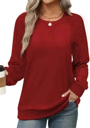 Sweatshirt for Women Crewneck 2025 Fashion Cable Knit Long Sleeve Loose Lightweight Sweater Fall Pullover Blouses Top